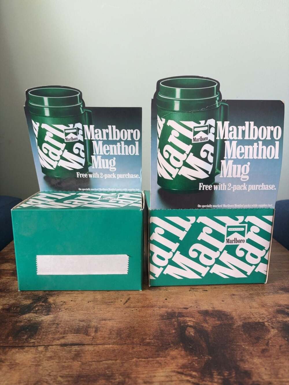 New in the Box, Vintage 1989 Marlboro Menthol Mug Promotion Box Set (2)